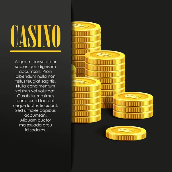 Casino Poster  with Golden Coins. — Stock Vector