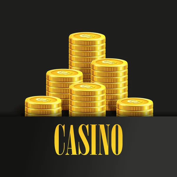 Casino Poster  with Golden Coins. — Stock Vector