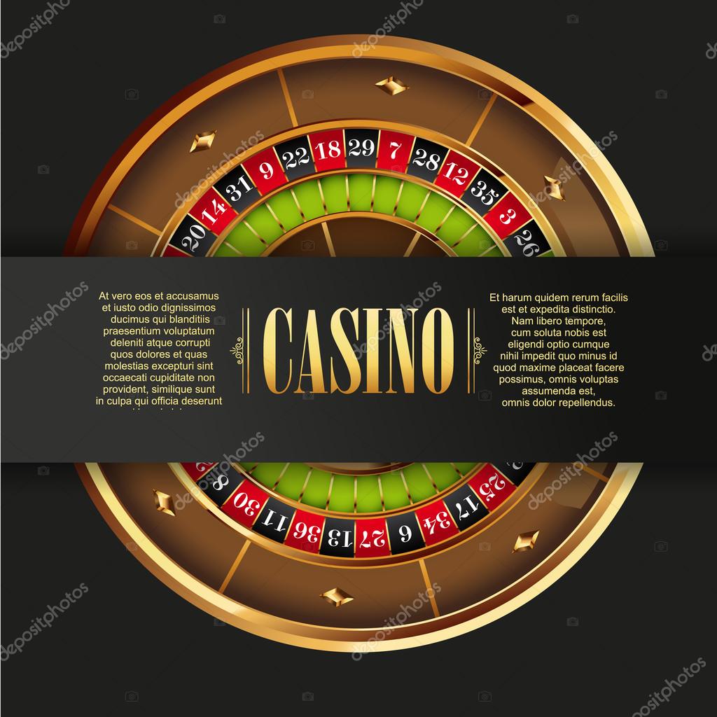 Casino Logo Poster Background or Flyer with Roulette Wheel. Casino Games Gambling Template background. Vector illustration