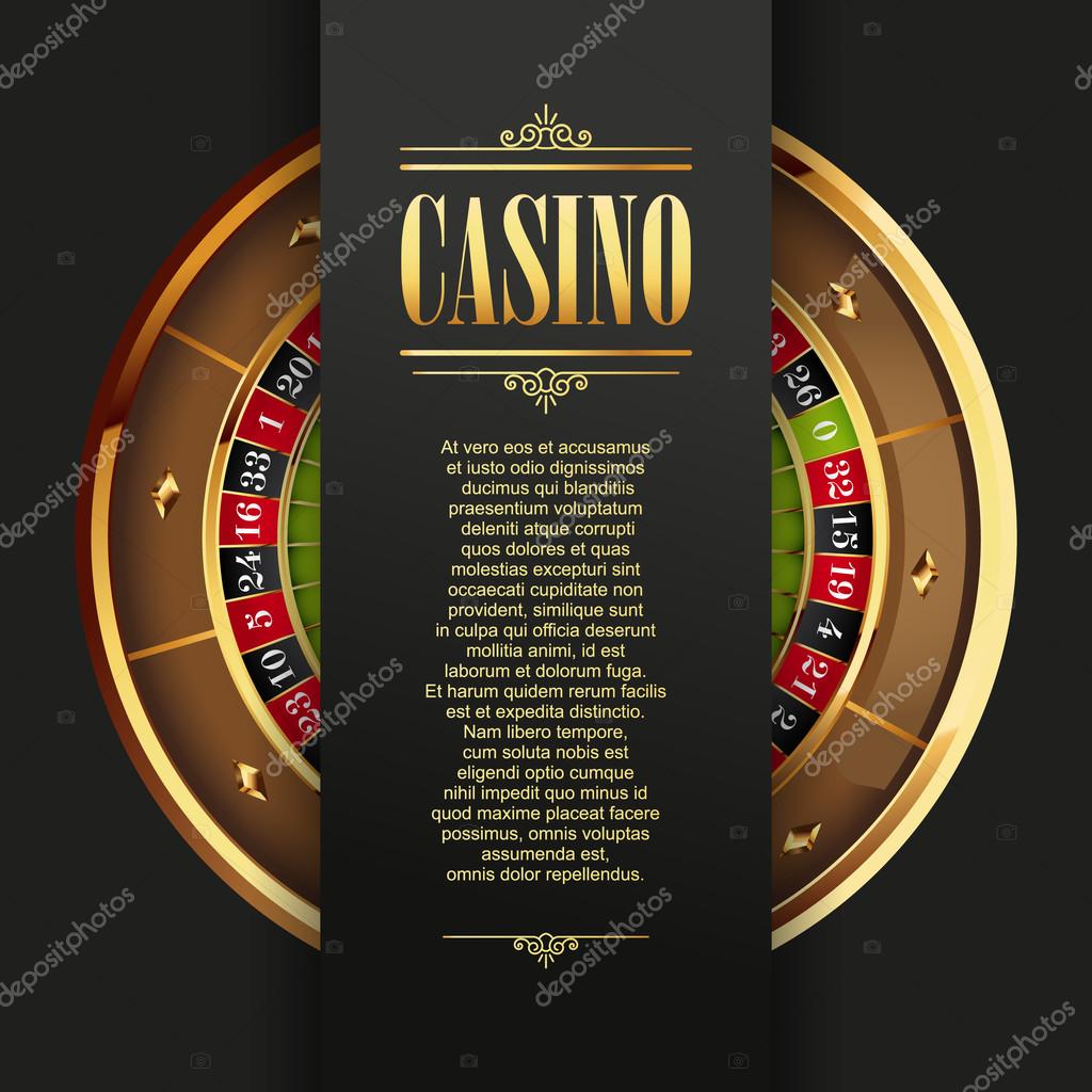 Casino Logo Poster Background or Flyer with Roulette Wheel. Casino Games Gambling Template background. Vector illustration