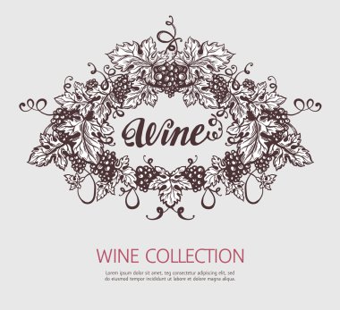 Üzüm çelenk sketh şablon tasarım.