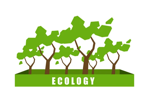 Conceito de ecologia com árvores poligonais — Vetor de Stock