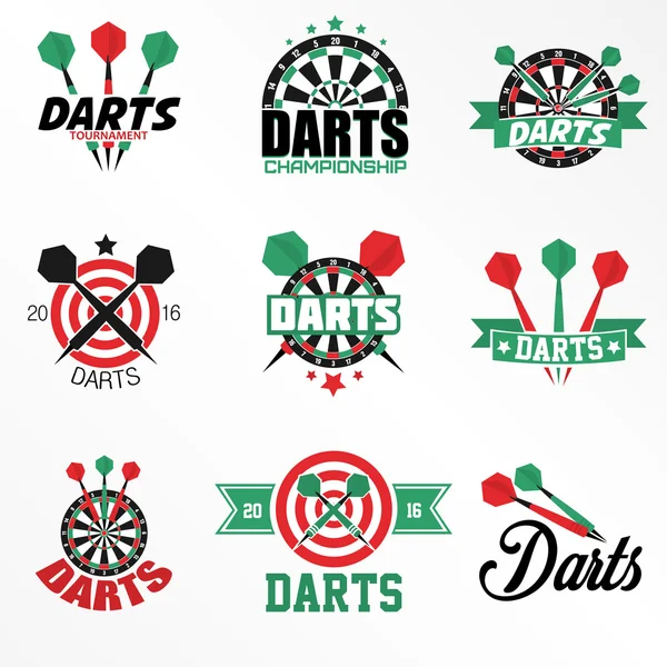 Darts címkék és ikonok beállítása. — Stock Vector