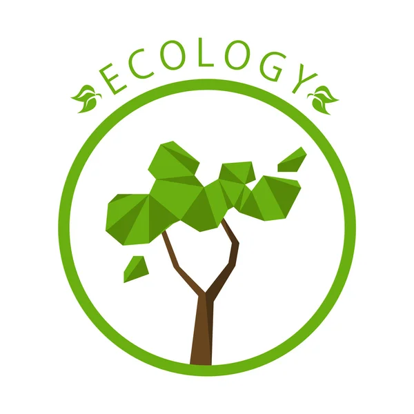 Concetto di ecologia con albero poligonale — Vettoriale Stock