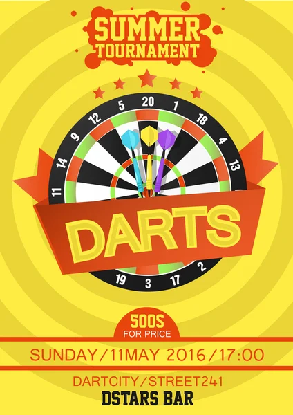 Cartaz do torneio de dardos . —  Vetores de Stock
