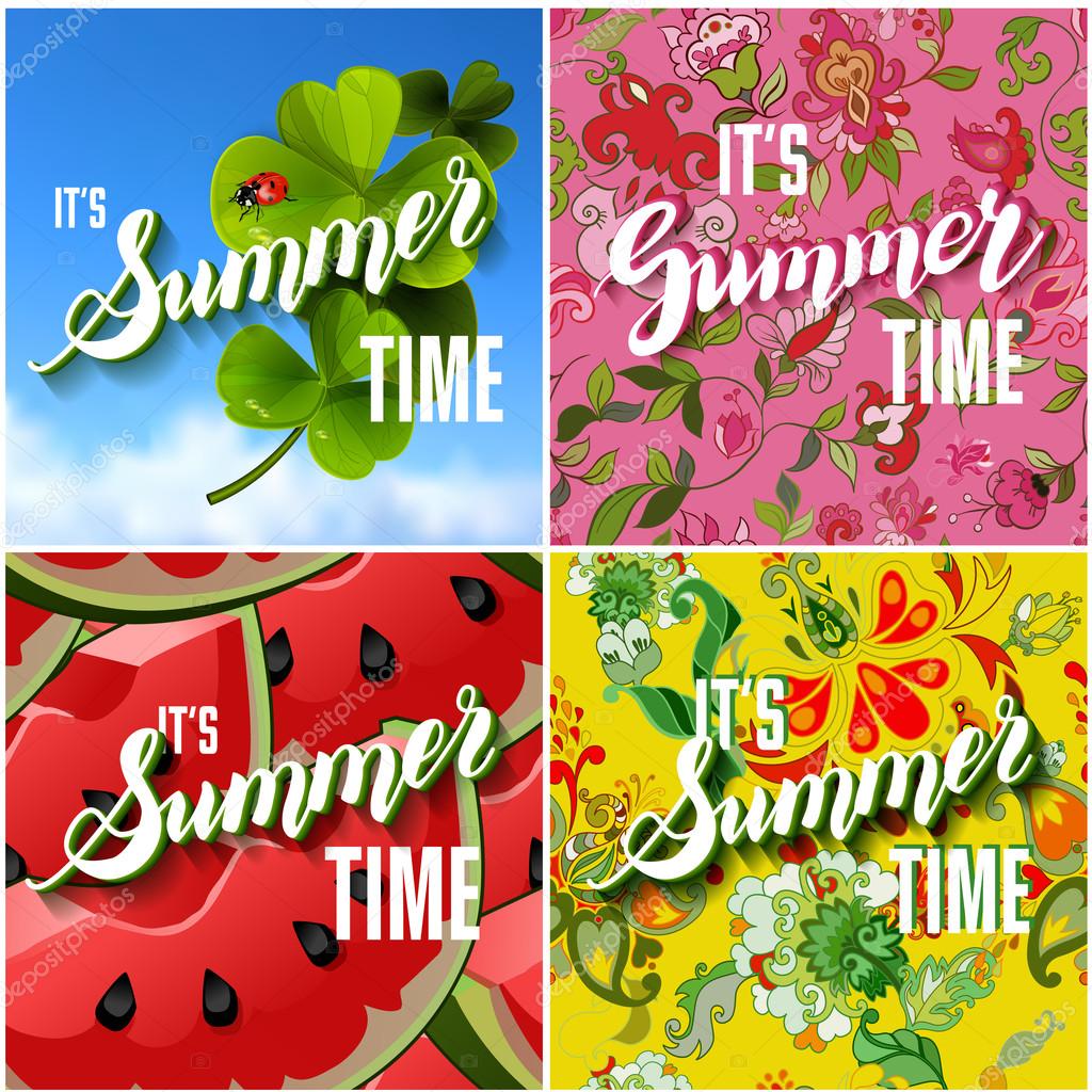 Colorful Bright Lettering Summer Cards. Stock Vector Image by