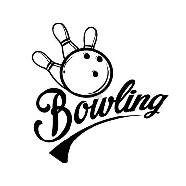 Bowling amblemi ve tasarlanmış öğeleri.