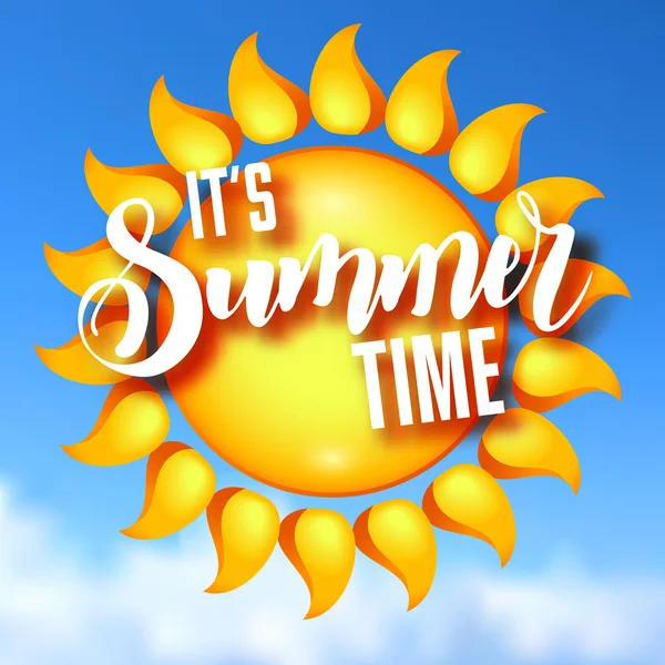 Lettrage d'été et soleil — Image vectorielle