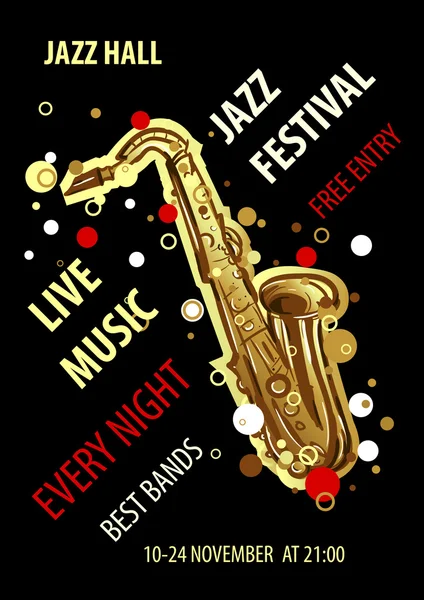 Ρετρό Φεστιβάλ Τζαζ αφίσα — Διανυσματικό Αρχείο
