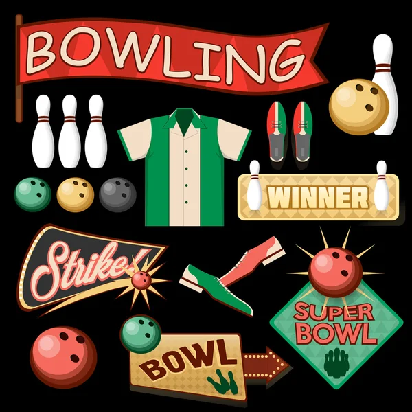 Set attrezzatura da bowling — Vettoriale Stock
