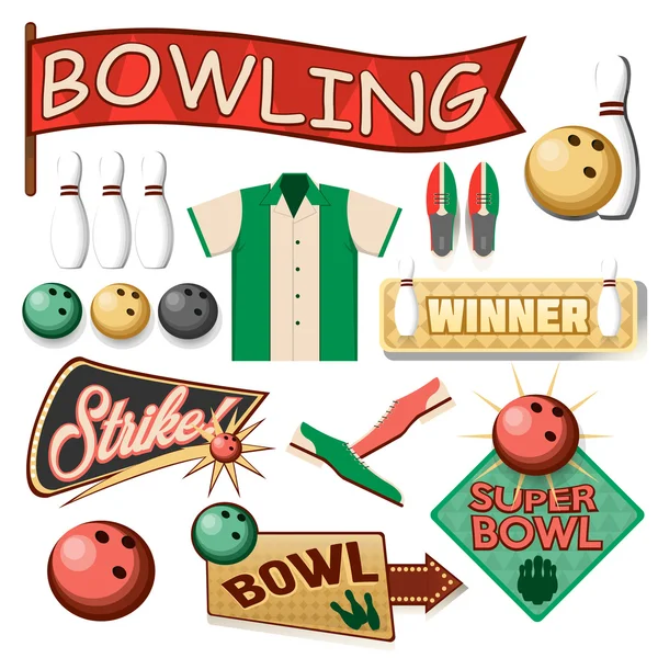 Bowling utrustning Set — Stock vektor