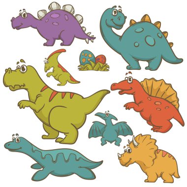 dinozor karikatür koleksiyonu kümesi
