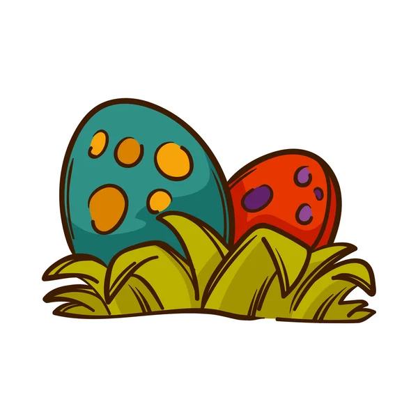 Dinosaurs eggs with grass. — Stock Vector