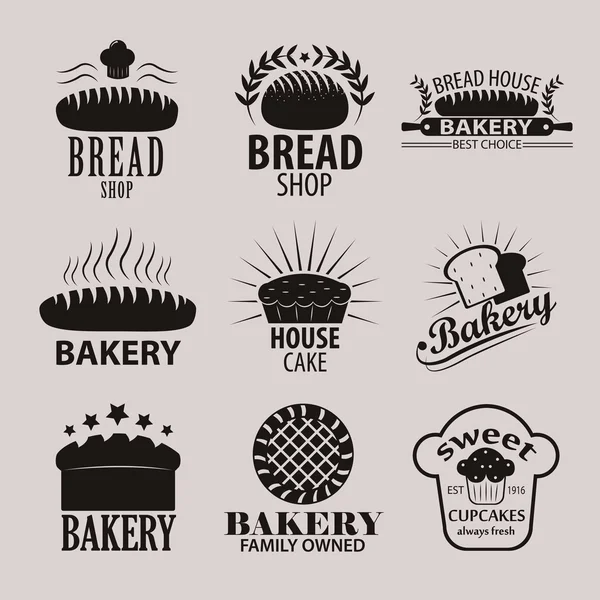 Set van bakkerij en winkel logo's brood — Stockvector