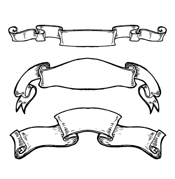 Винтажные баннеры с ленточками, нарисованные вручную — стоковый вектор