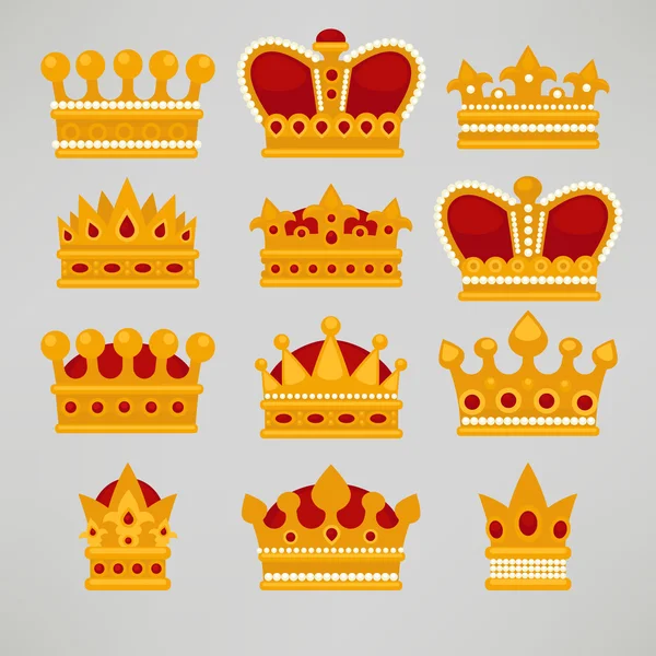 Corona iconos conjunto . — Archivo Imágenes Vectoriales