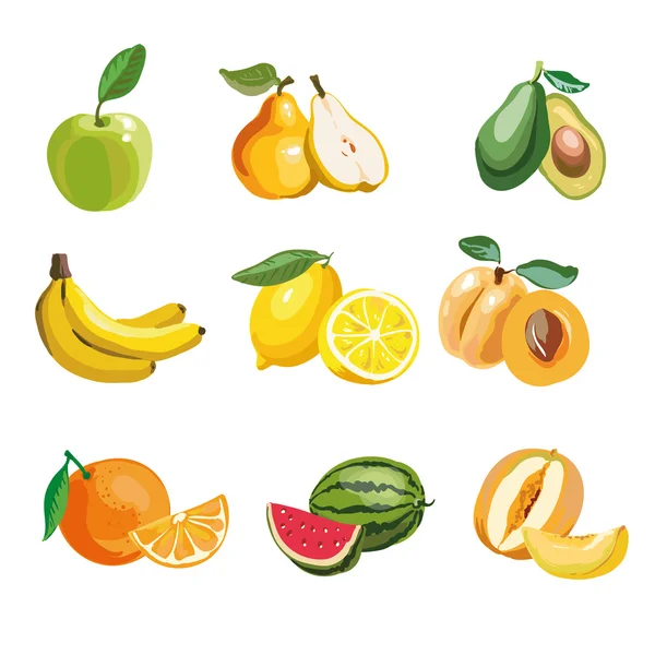 Zestaw ikon owoców — Wektor stockowy