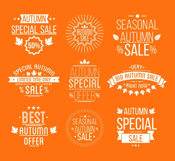 Venta otoño Logotipos conjunto — Vector de stock