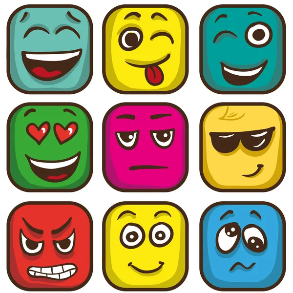 Σύνολο των emoticons πολύχρωμο — Διανυσματικό Αρχείο