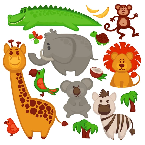 Different cute African Animals. — Stock Vector