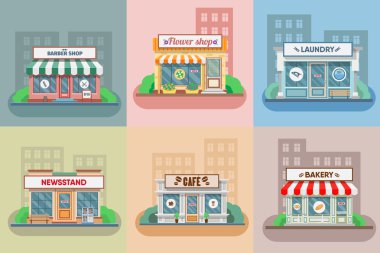 Şehirde çiçek salonu ve Cafe facadse