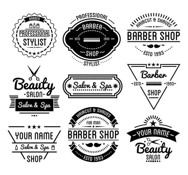 Set of vintage barber shop logos — Stock Vector