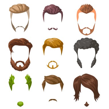 Beards, mustaches and hairstyles set  clipart