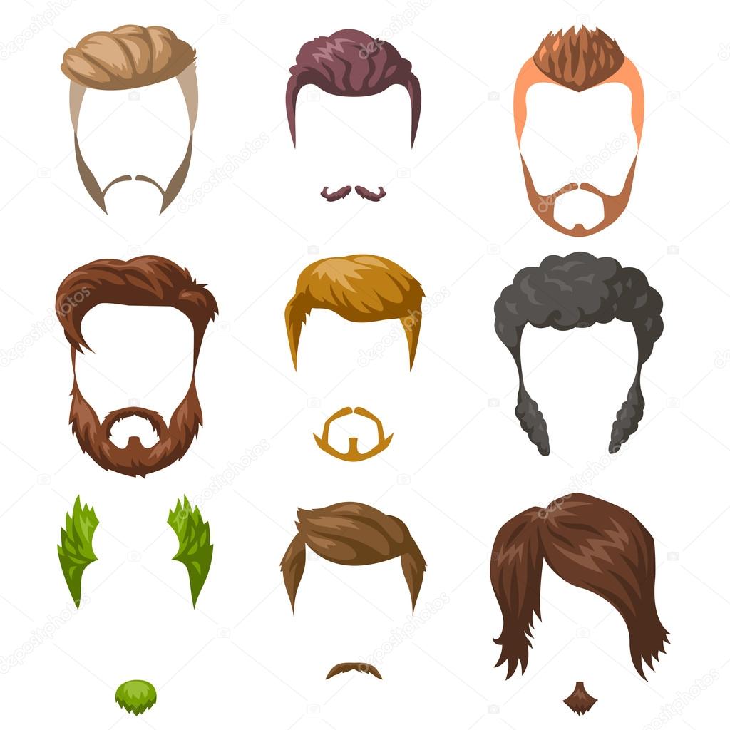 Image vectorielle Ensemble barbes, moustaches et coiffures par ©Sonulkaster  - 120852370, image size:1024x1024