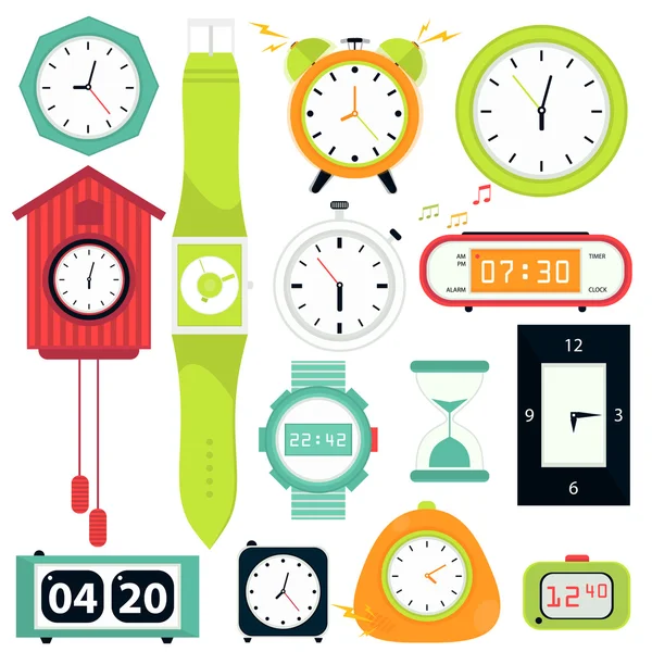 Types of alarms clocks — Stock Vector