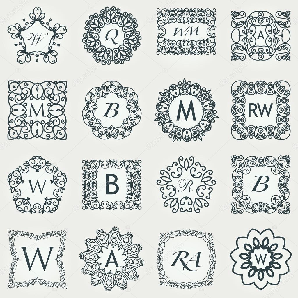 Set Luxury Logos template flourishes calligraphic 