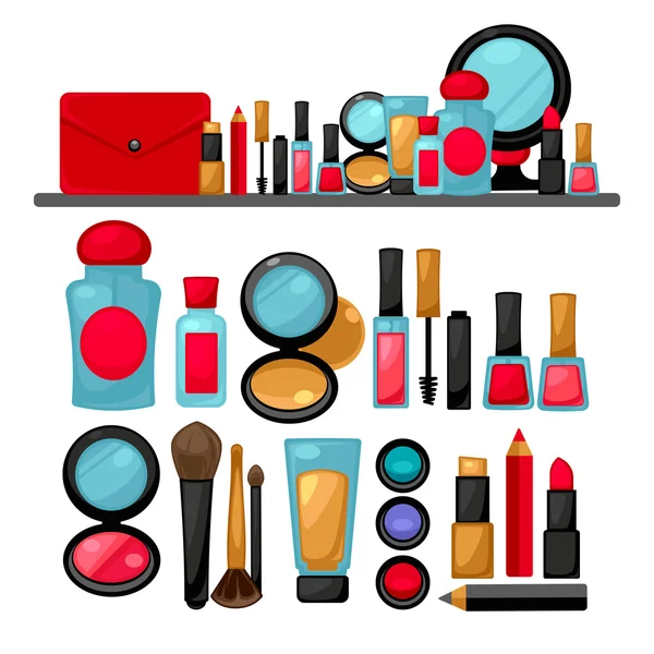 Cosmetica en mode make-up objecten — Stockvector