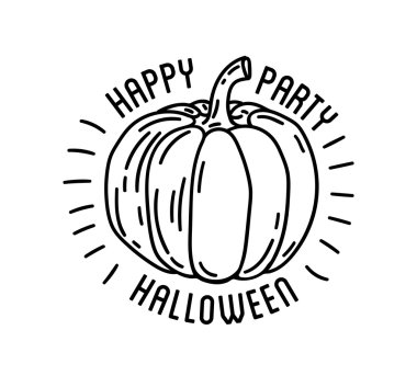 Kabaklar eğri ile mutlu Cadılar Bayramı logosu