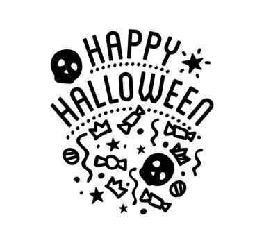 Kabaklar eğri ile mutlu Cadılar Bayramı logosu