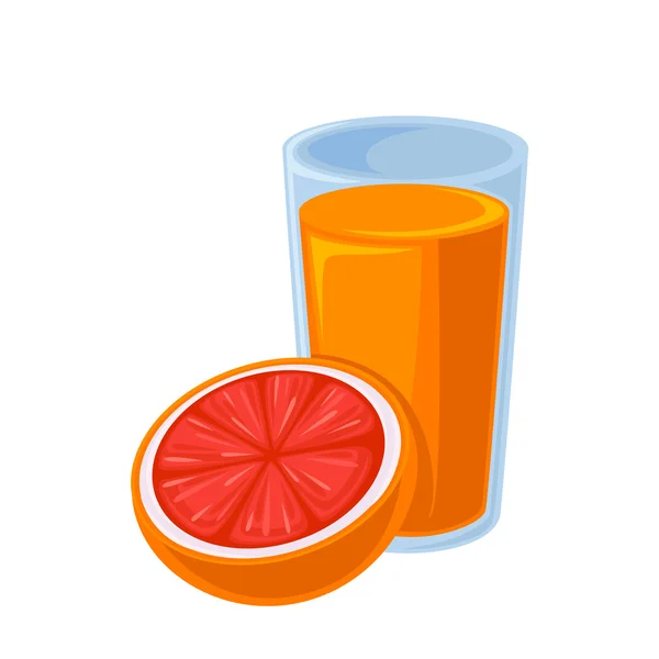 Zumo de naranja con la mitad de naranja — Vector de stock