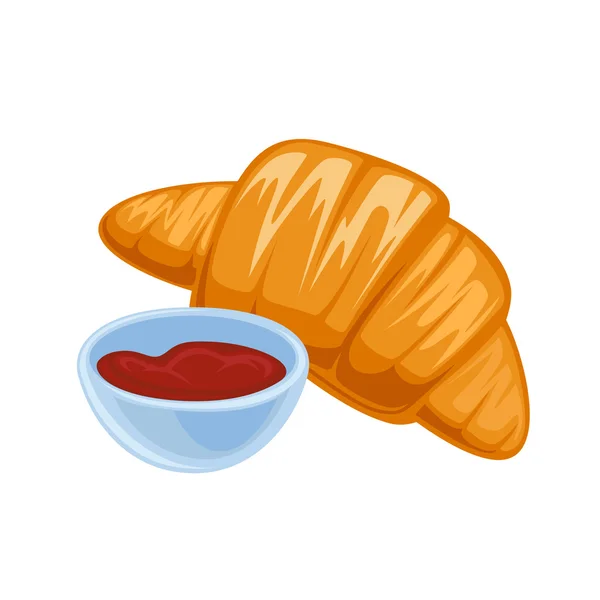Icona di croissant con marmellata . — Vettoriale Stock