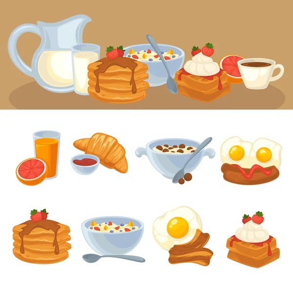 Breakfast food set — Stock Vector