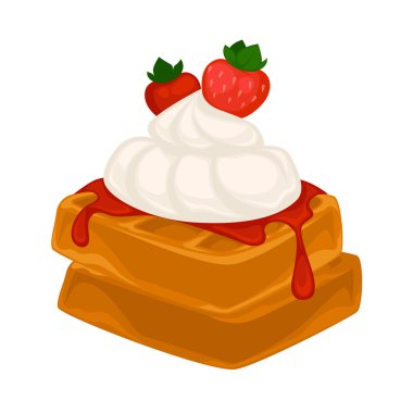 Waffle krem ve çilek ile