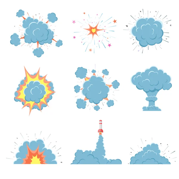 Explosión de bomba de dibujos animados con humo . — Vector de stock