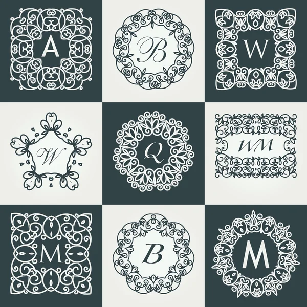 Set van luxe monogram sjabloon — Stockvector