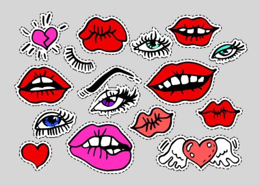 seksi öpücük kırmızı dudaklı stikers