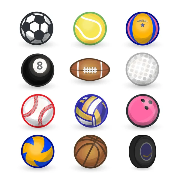 Juego de pelotas deportivas — Vector de stock