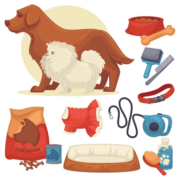 Set of accessories for dogs. — Stock Vector