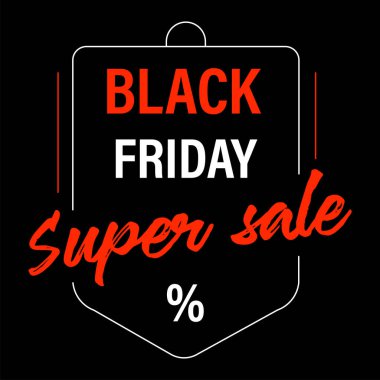 Kara Cuma indirimi için reklam afişi, kaligrafik metin ve çanta şeklinde izole edilmiş ikon. İndirimli fiyattan ürün ve hediyeler alarak tasarruf ediyoruz. Düz biçimli reklam vektörü