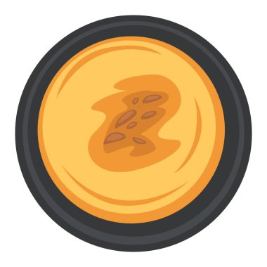 Tohumlar ve zerdeçal ile servis edilen balkabağından yapılmış kremalı çorba. Lokanta veya kafede vejetaryen ve vejetaryen yemekleri. Sonbaharda lezzetli yemekler, batı mutfağı. Restoran menüsü tarifi. Düz biçimli vektör