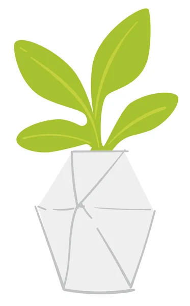 Green Leafy Plant Improving Office Home Isolated Icon Houseplant Pot — Stock Vector