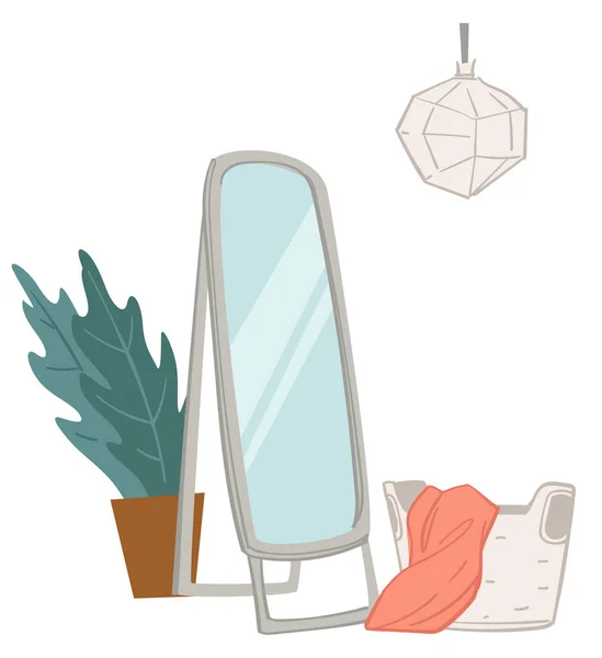 Diseño Interior Vestuario Con Espejo Larga Duración Planta Interior Decorativa — Vector de stock