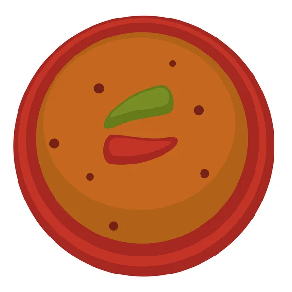 Sopa Tomate Picante Servida Com Pimentão Páprica Almoço Pequeno Almoço — Vetor de Stock