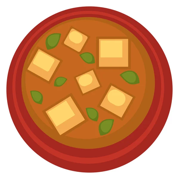 Talyan Mutfağı Geleneksel Akdeniz Yemekleri Fesleğen Yapraklı Peynirli Domates Çorbası — Stok Vektör