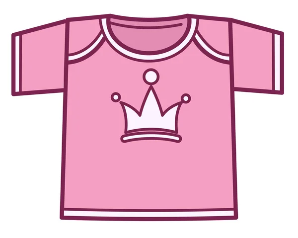 Ropa Para Niñas Icono Aislado Camisa Rosa Con Estampado Corona — Vector de stock