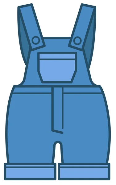 Overall Mit Verstellbaren Trägern Und Taschen Jeanskleidung Für Kinder Vereinzelte — Stockvektor
